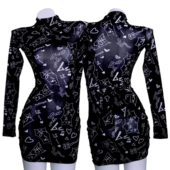 MOEFLAVOR sheer monochrome worn once mock turtleneck. 100% polyester L/XL - Picture 4 of 12